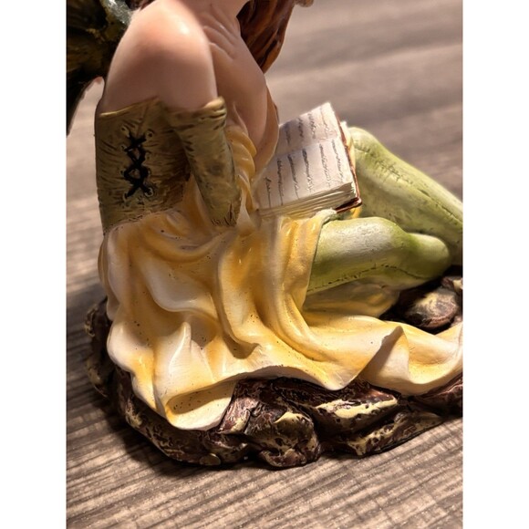 Fantasy Bookworm Fairy Yellow and Green Winged Figurine - Picture 14 of 16